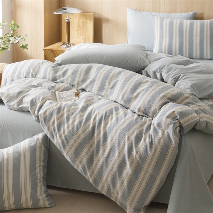 91家纺网 家纺一手货源 找家纺 恬思语2025新款全棉色织水洗棉四件套 布莱格兰