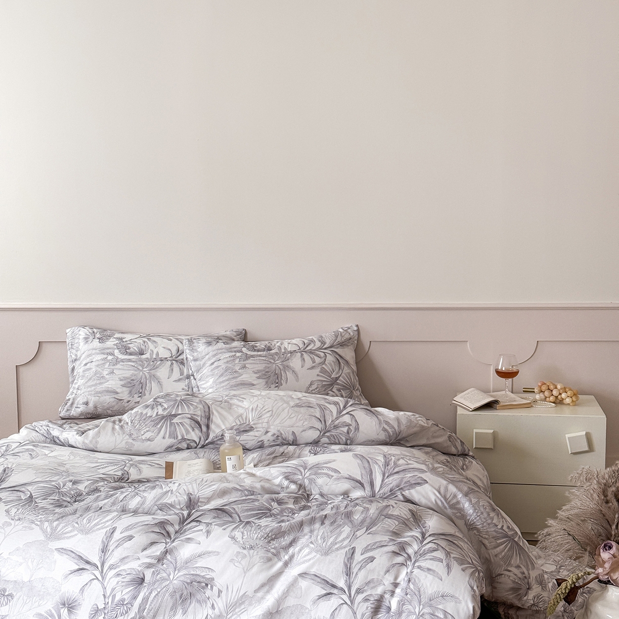 91家纺网 家纺一手货源 找家纺 窝米 2025新品全棉双层纱法式风花卉四件套系列（蔷薇绿 月丹） 树远