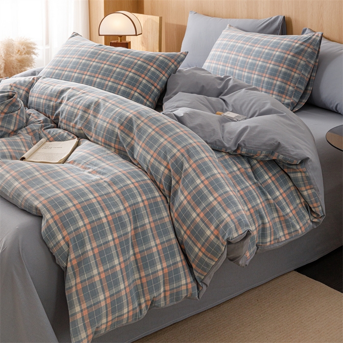 恬思语2025新款全棉色织水洗棉四件套 初晴蓝