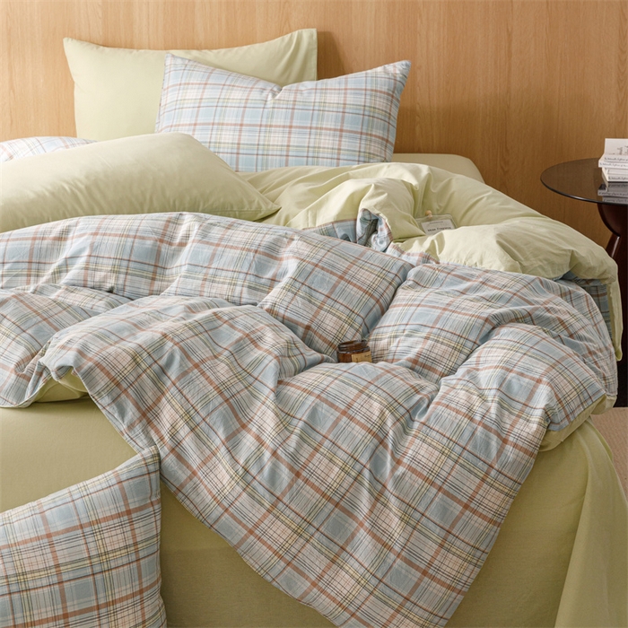 91家纺网 家纺一手货源 找家纺 恬思语2025新款全棉色织水洗棉四件套 春风曲