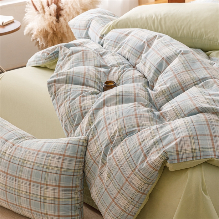 91家纺网 家纺一手货源 找家纺 恬思语2025新款全棉色织水洗棉四件套 春风曲