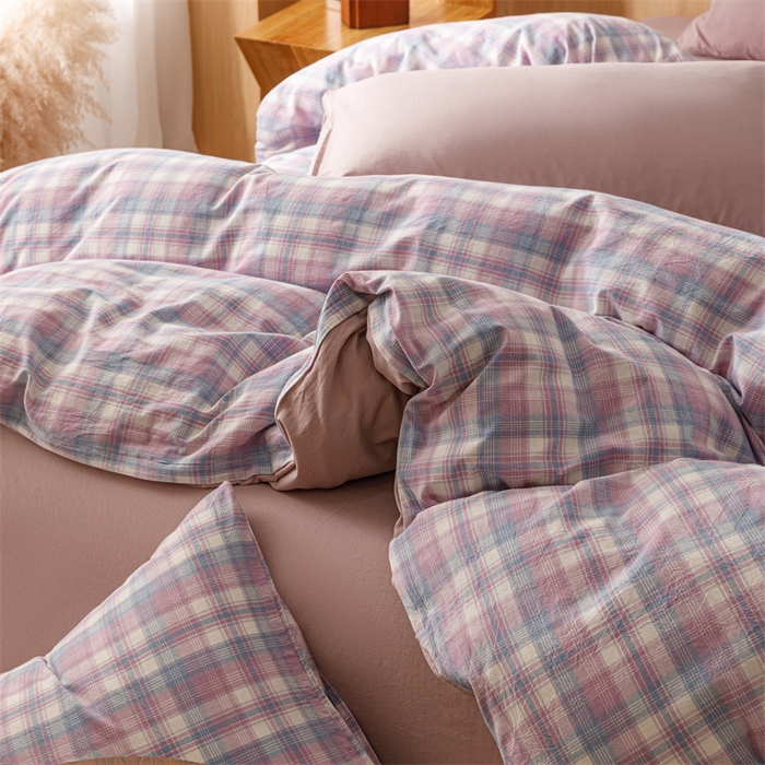 91家纺网 家纺一手货源 找家纺 恬思语2025新款全棉色织水洗棉四件套 丁香格