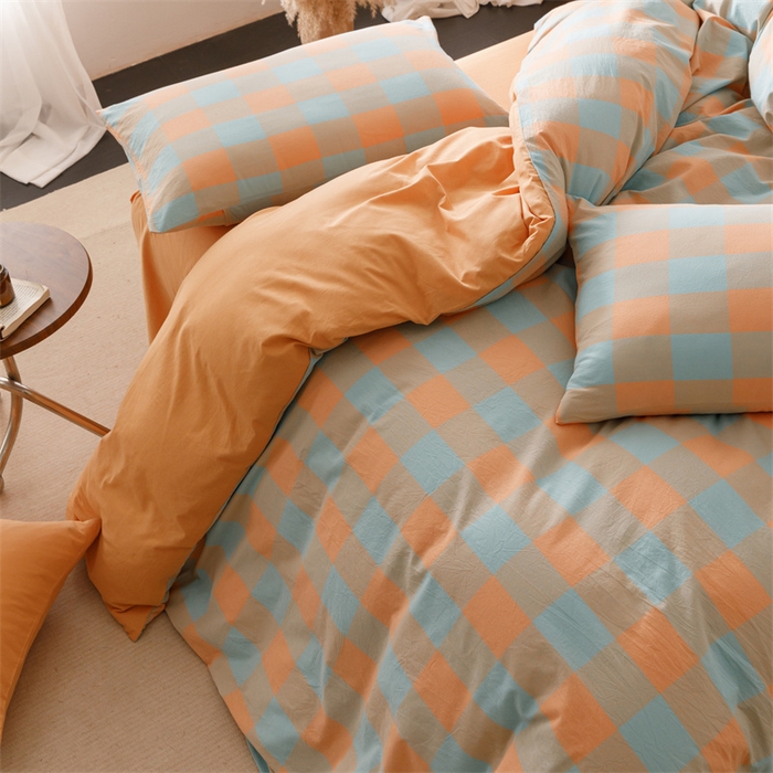 91家纺网 家纺一手货源 找家纺 恬思语2025新款全棉色织水洗棉四件套 梵芙桔