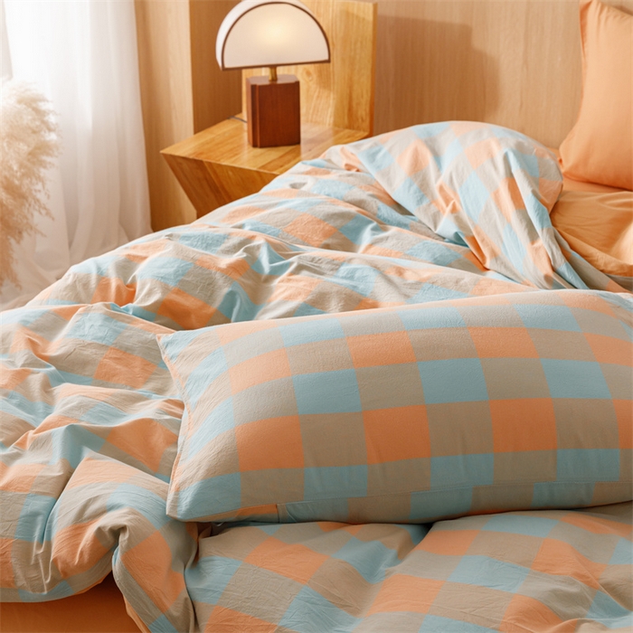 91家纺网 家纺一手货源 找家纺 恬思语2025新款全棉色织水洗棉四件套 梵芙桔