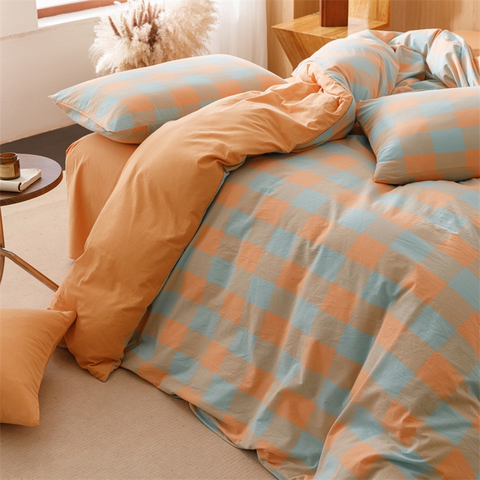 91家纺网 家纺一手货源 找家纺 恬思语2025新款全棉色织水洗棉四件套 梵芙桔