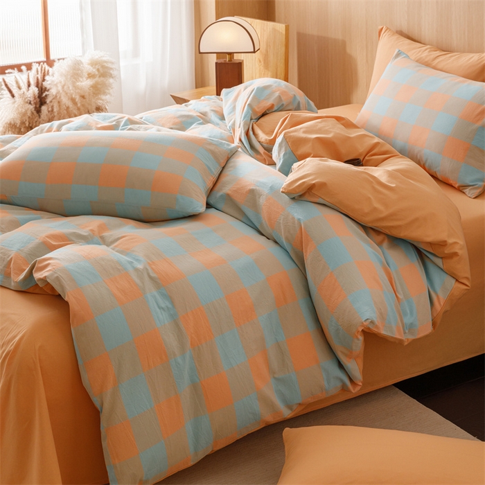 91家纺网 家纺一手货源 找家纺 恬思语2025新款全棉色织水洗棉四件套 梵芙桔