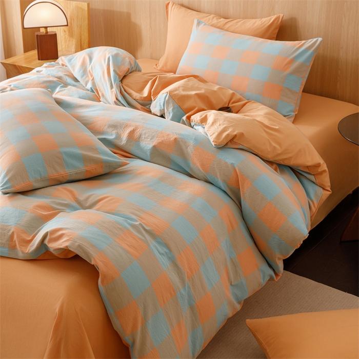 91家纺网 家纺一手货源 找家纺 恬思语2025新款全棉色织水洗棉四件套 梵芙桔