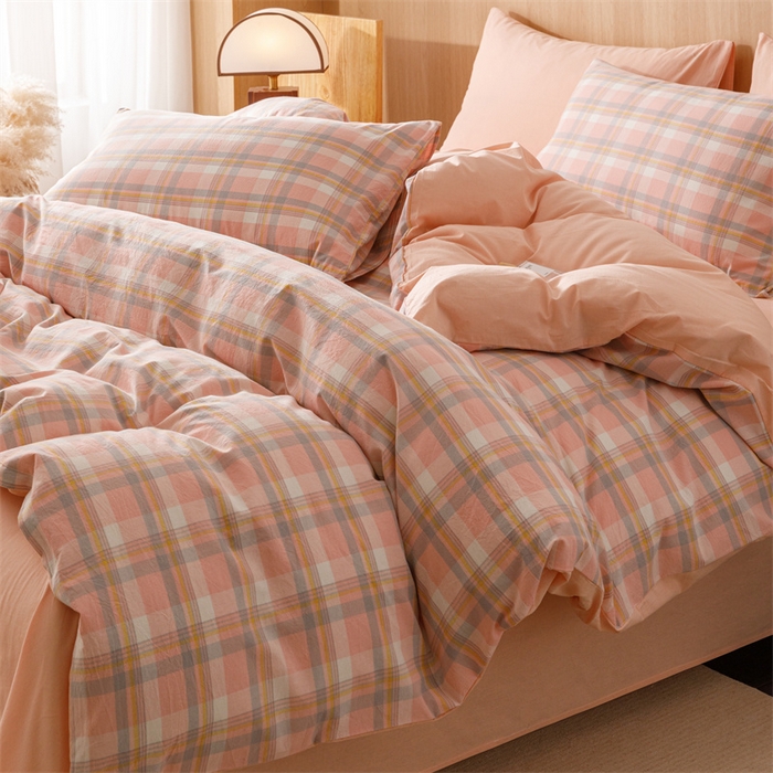 恬思语2025新款全棉色织水洗棉四件套 简兮粉