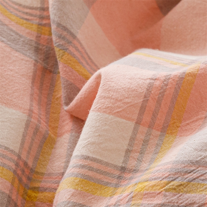 91家纺网 家纺一手货源 找家纺 恬思语2025新款全棉色织水洗棉四件套 简兮粉