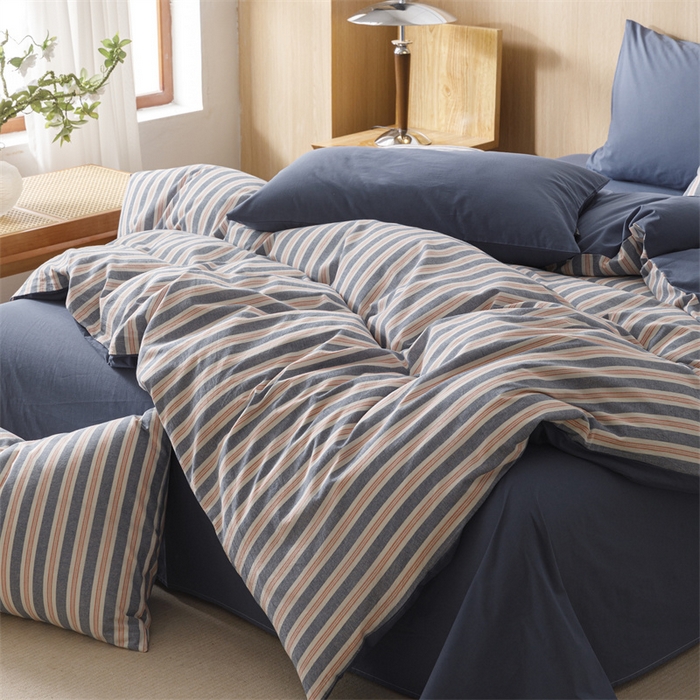 91家纺网 家纺一手货源 找家纺 恬思语2025新款全棉色织水洗棉四件套 科瑞