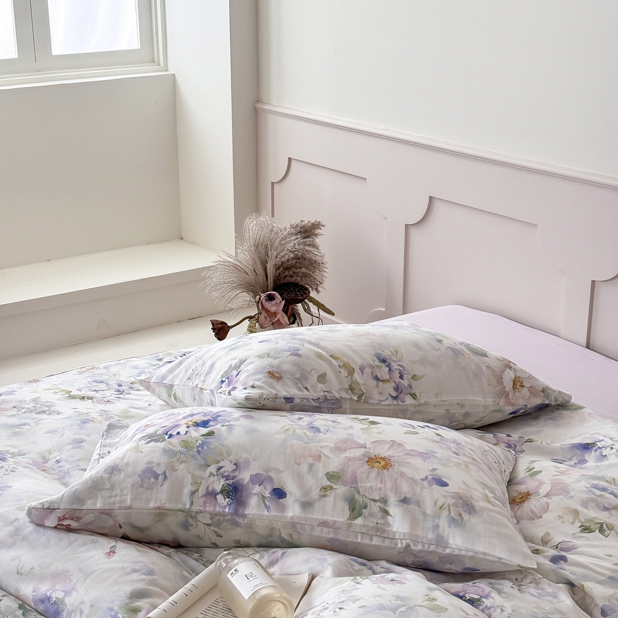 91家纺网 家纺一手货源 找家纺 窝米 2025新品全棉双层纱法式风花卉四件套系列（蔷薇绿 月丹） 月丹