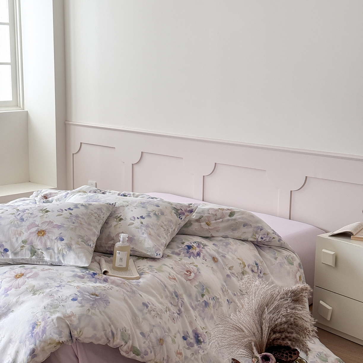 91家纺网 家纺一手货源 找家纺 窝米 2025新品全棉双层纱法式风花卉四件套系列（蔷薇绿 月丹） 月丹