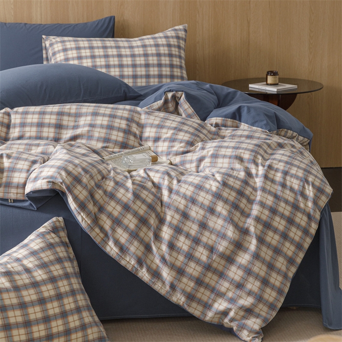 91家纺网 家纺一手货源 找家纺 恬思语2025新款全棉色织水洗棉四件套 梦语兰