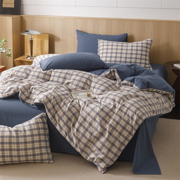 91家纺网 家纺一手货源 找家纺 恬思语2025新款全棉色织水洗棉四件套 梦语兰