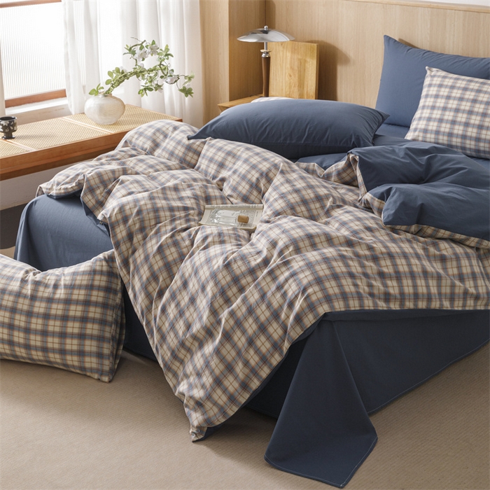 91家纺网 家纺一手货源 找家纺 恬思语2025新款全棉色织水洗棉四件套 梦语兰