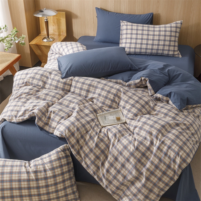 91家纺网 家纺一手货源 找家纺 恬思语2025新款全棉色织水洗棉四件套 梦语兰