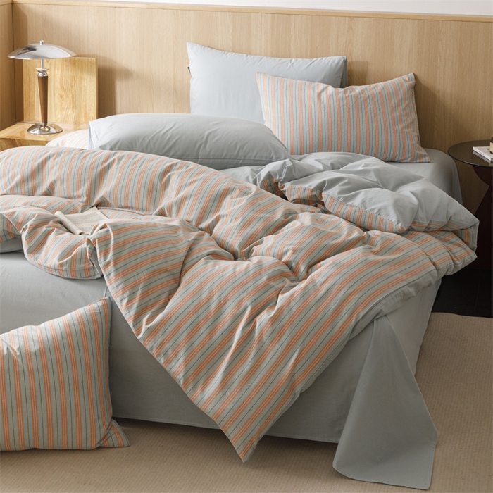 91家纺网 家纺一手货源 找家纺 恬思语2025新款全棉色织水洗棉四件套 絮语桔