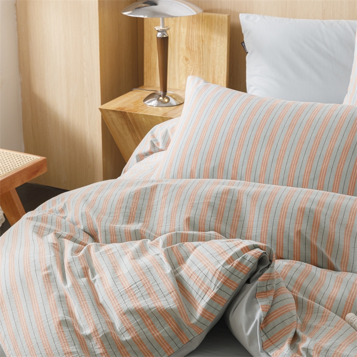 91家纺网 家纺一手货源 找家纺 恬思语2025新款全棉色织水洗棉四件套 絮语桔