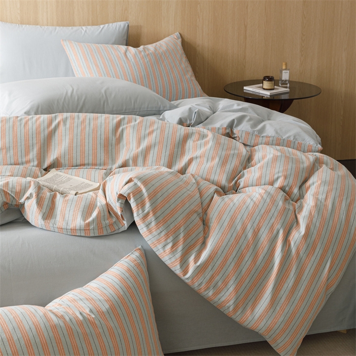 91家纺网 家纺一手货源 找家纺 恬思语2025新款全棉色织水洗棉四件套 絮语桔