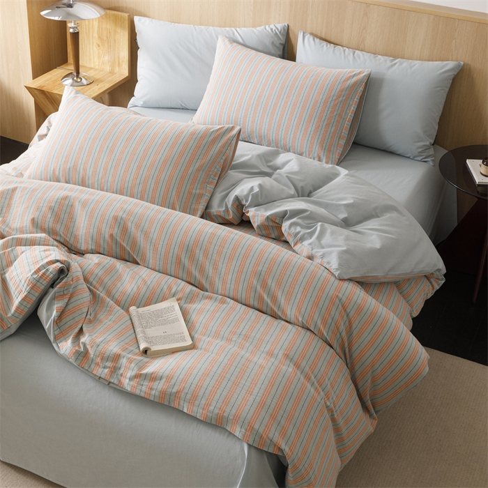 91家纺网 家纺一手货源 找家纺 恬思语2025新款全棉色织水洗棉四件套 絮语桔