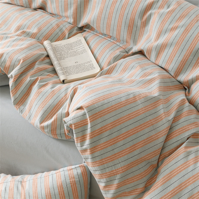 91家纺网 家纺一手货源 找家纺 恬思语2025新款全棉色织水洗棉四件套 絮语桔