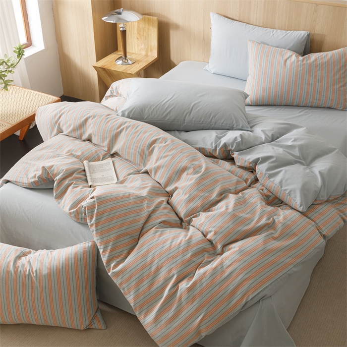 91家纺网 家纺一手货源 找家纺 恬思语2025新款全棉色织水洗棉四件套 絮语桔