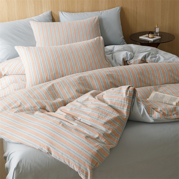 91家纺网 家纺一手货源 找家纺 恬思语2025新款全棉色织水洗棉四件套 絮语桔