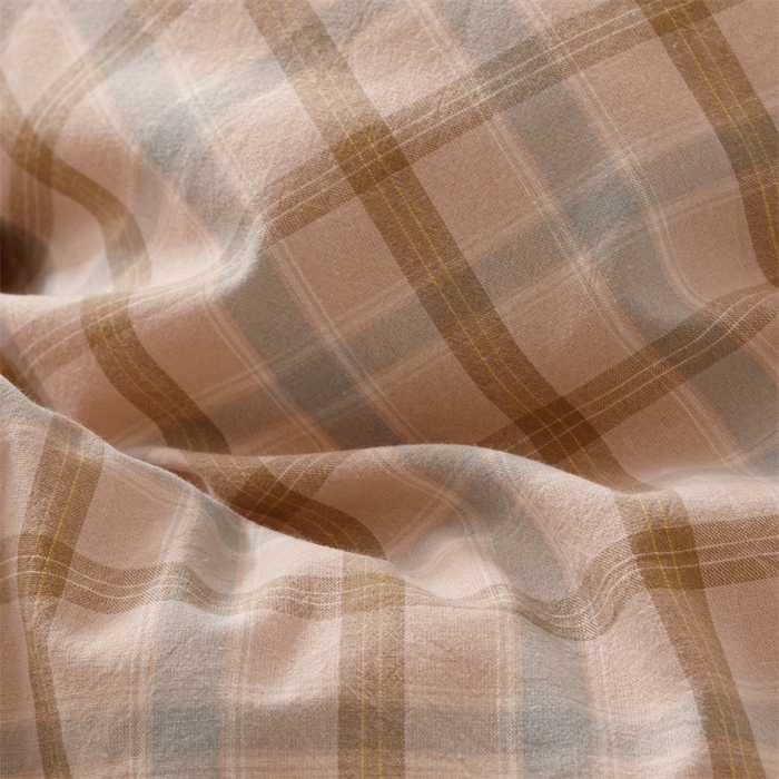 91家纺网 家纺一手货源 找家纺 恬思语2025新款全棉色织水洗棉四件套 云水黄格