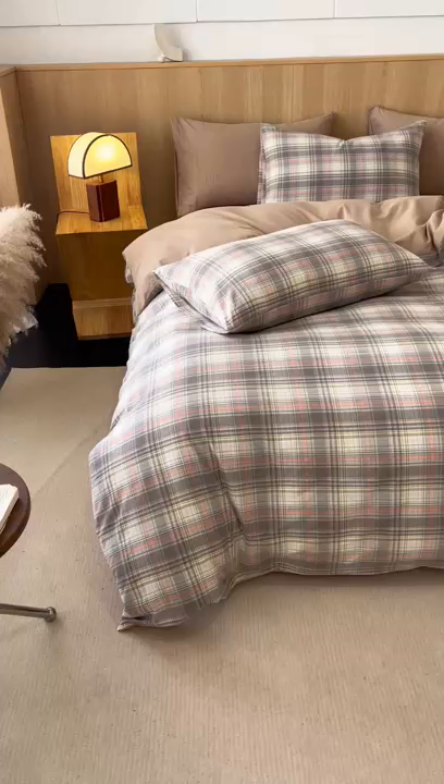 91家纺网 家纺一手货源 找家纺 恬思语2025新款全棉色织水洗棉四件套 乔纳森