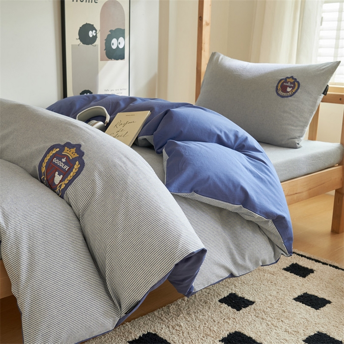 91家纺网 家纺一手货源 找家纺 恬思语2025新款全棉色织贴布绣花学生三件套