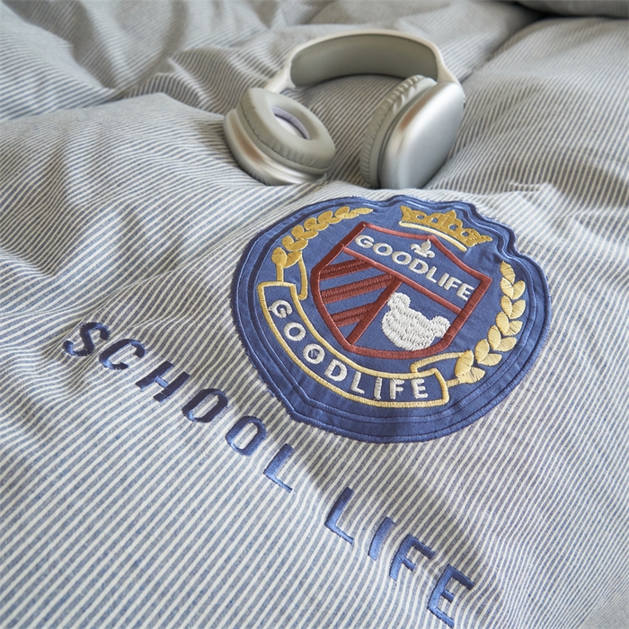 91家纺网 家纺一手货源 找家纺 恬思语2025新款全棉色织贴布绣花学生三件套