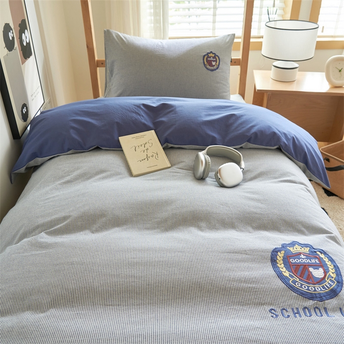 91家纺网 家纺一手货源 找家纺 恬思语2025新款全棉色织贴布绣花学生三件套