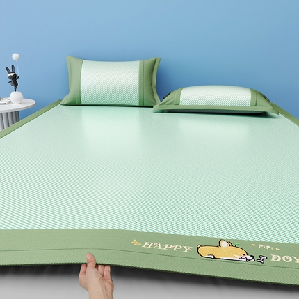 2025新款斜纹宽柯基凉感冰丝席 斜纹柯基绿-床席款