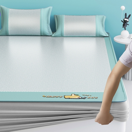 2025新款斜纹宽柯基凉感冰丝席 斜纹柯基绿-床笠款