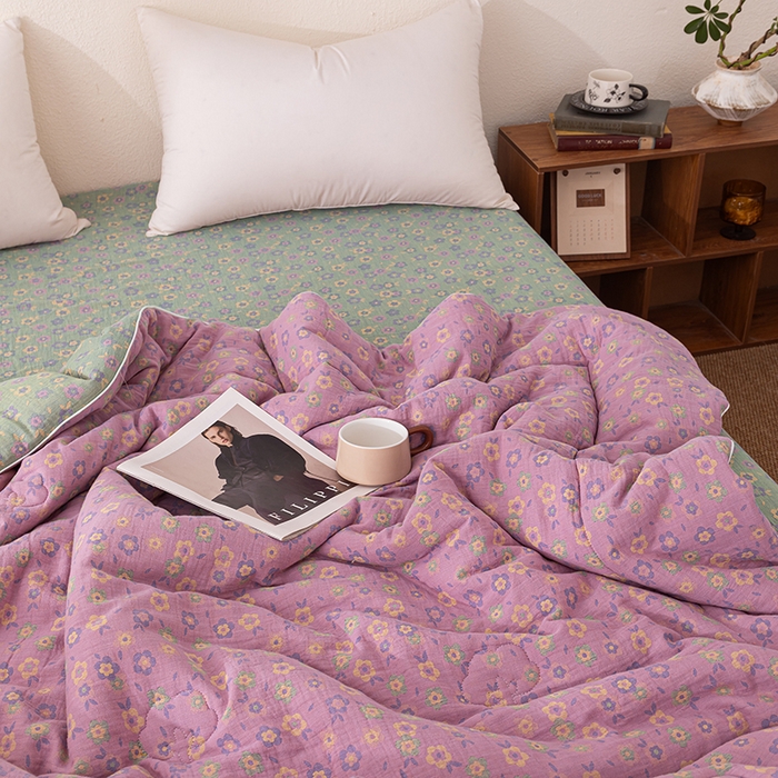 91家纺网 家纺一手货源 找家纺 睡棉坊 2025新款全棉色织提花双层纱春秋被芯冬被雪花飘