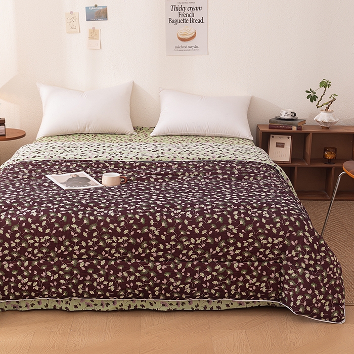 91家纺网 家纺一手货源 找家纺 睡棉坊 2025新款全棉色织提花双层纱春秋被芯冬被 繁华