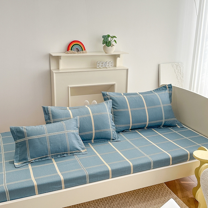 91家纺网 家纺一手货源 找家纺 凌云2025新款13372全棉枕套儿童学生成人枕头套 绅士蓝