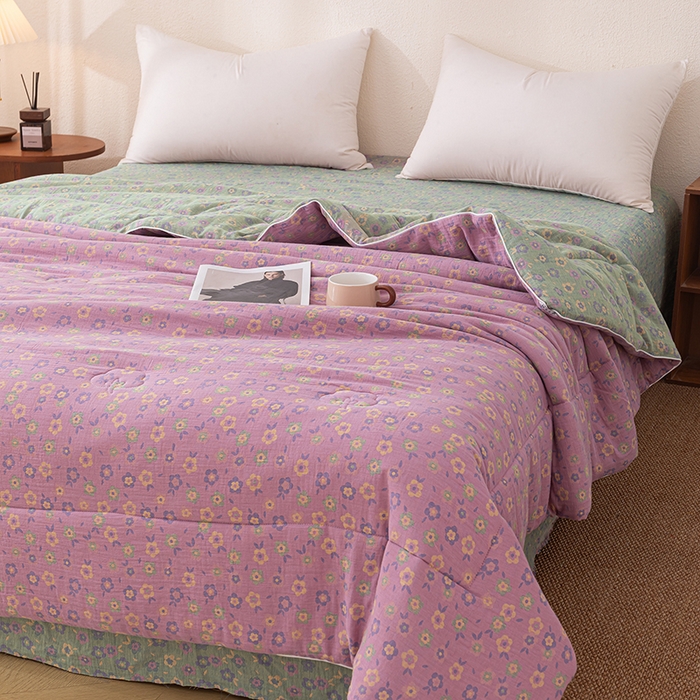 91家纺网 家纺一手货源 找家纺 睡棉坊 2025新款全棉色织提花双层纱春秋被芯冬被雪花飘