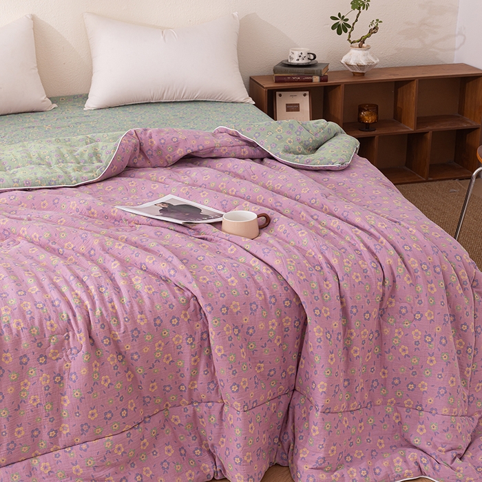 91家纺网 家纺一手货源 找家纺 睡棉坊 2025新款全棉色织提花双层纱春秋被芯冬被雪花飘