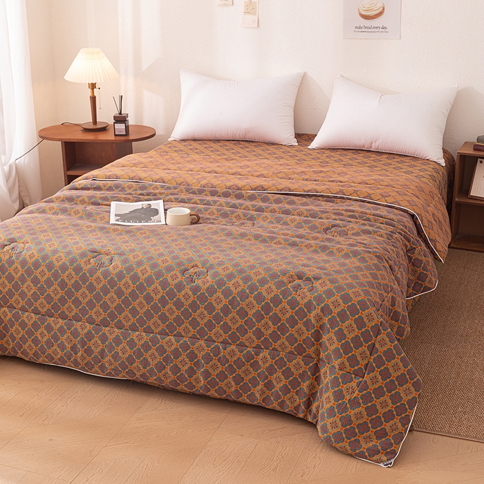 91家纺网 家纺一手货源 找家纺 睡棉坊 2025新款全棉色织提花双层纱春秋被芯冬被 轻奢时代