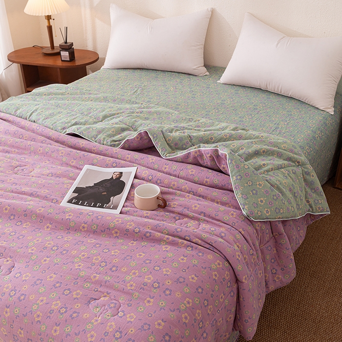 91家纺网 家纺一手货源 找家纺 睡棉坊 2025新款全棉色织提花双层纱春秋被芯冬被雪花飘