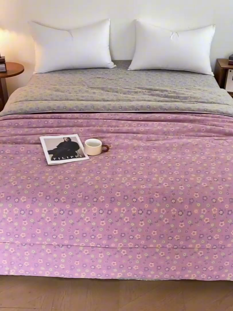 91家纺网 家纺一手货源 找家纺 睡棉坊 2025新款全棉色织提花双层纱春秋被芯冬被雪花飘