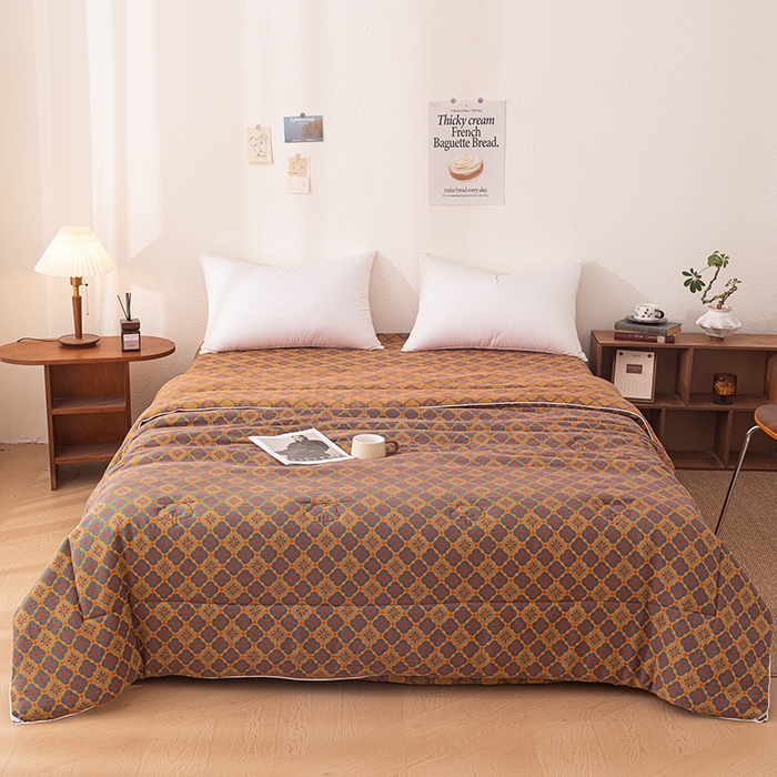 91家纺网 家纺一手货源 找家纺 睡棉坊 2025新款全棉色织提花双层纱春秋被芯冬被 轻奢时代