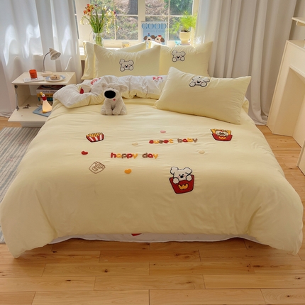 韩都家居 2025新款卡通软萌水洗棉毛巾绣四件套 一只可爱