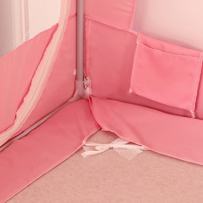 91家纺网 家纺一手货源 找家纺 显高蚊帐 2025春夏新款U门纯色花边款坐床式蚊帐 樱花粉-花边款