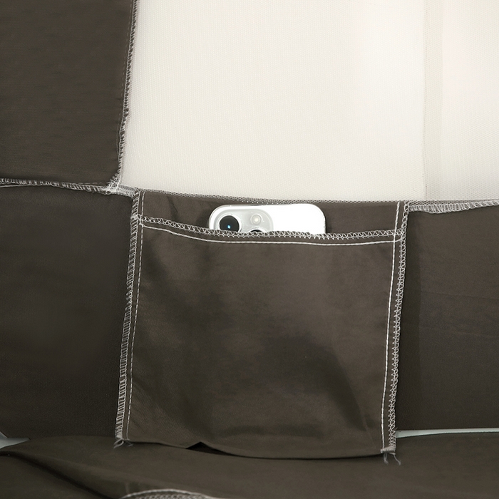 91家纺网 家纺一手货源 找家纺 显高蚊帐 2025春夏新款U门纯色花边款坐床式蚊帐 时尚摩卡-蕾丝款