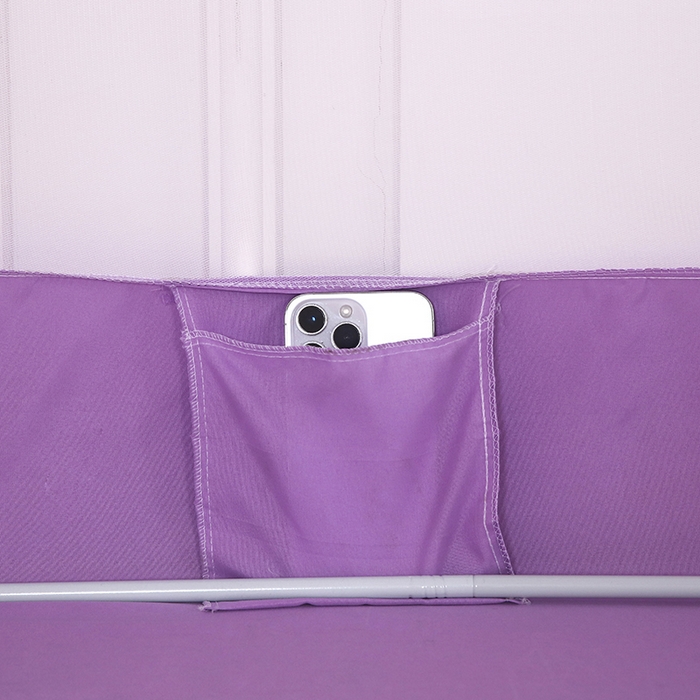 91家纺网 家纺一手货源 找家纺 显高蚊帐 2025春夏新款U门纯色花边款坐床式蚊帐 优雅紫-花边款