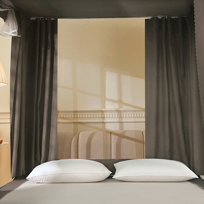 91家纺网 家纺一手货源 找家纺 显高蚊帐 2025春夏新款U门纯色花边款坐床式蚊帐 时尚摩卡-蕾丝款