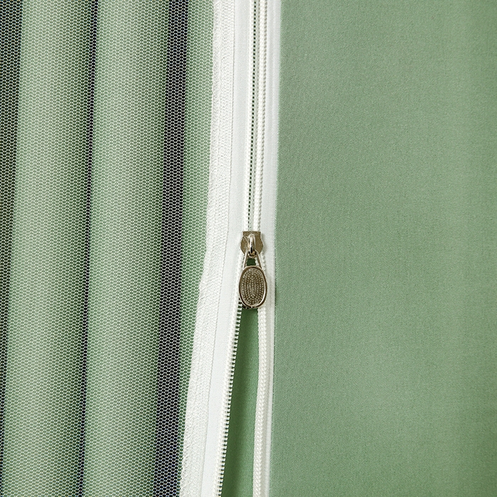 91家纺网 家纺一手货源 找家纺 显高蚊帐 2025春夏新款U门纯色花边款坐床式蚊帐 抹茶绿-蕾丝款