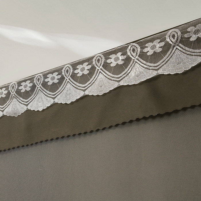 91家纺网 家纺一手货源 找家纺 显高蚊帐 2025春夏新款U门纯色花边款坐床式蚊帐 时尚摩卡-蕾丝款